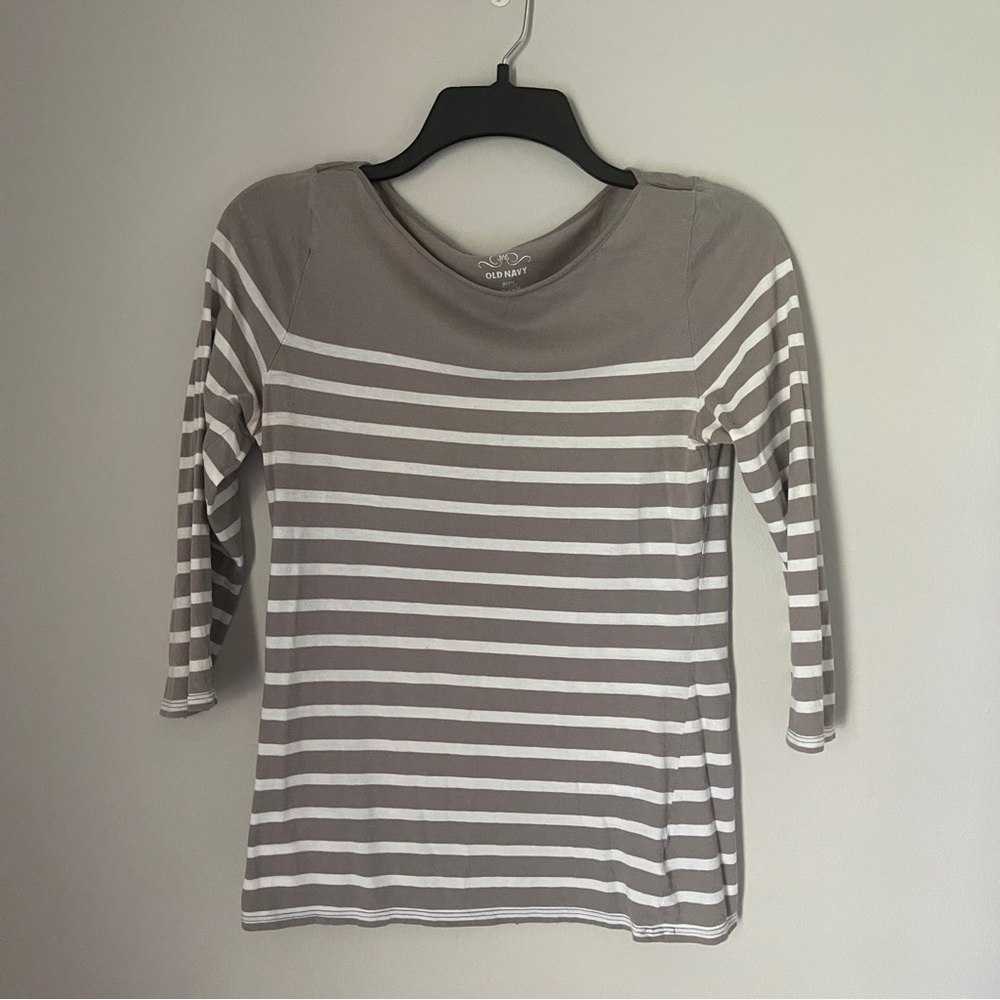 Old navy gray and white striped top